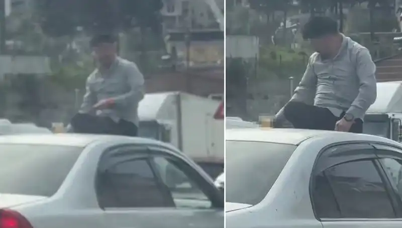 Trafikte Şoke Eden Anlar: Otomobil Üzerinde Alem Yapanların İnanılmaz Görüntüsü
