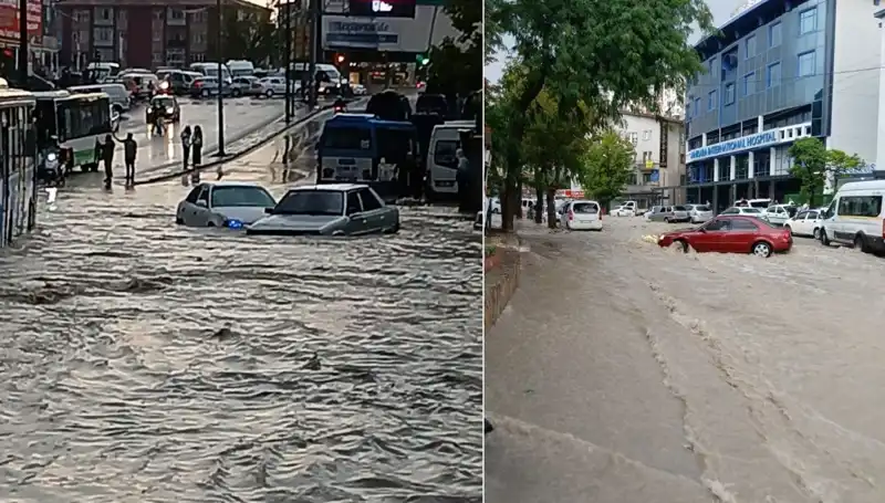 Ankara'da Sağanak Yağış, Arabalar Sürüklendi: Şehirde Hayat Durma Noktasına Geldi